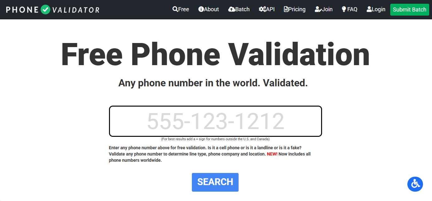 Phone Validator Homepage